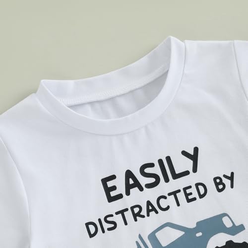 Toddler Boy Summer Outfit Truck Print T-Shirts Shorts Set