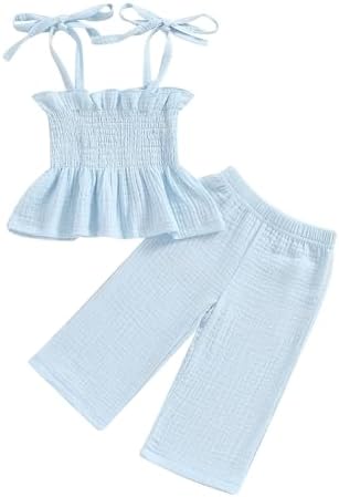 Perfect for Toddler Girls Summer 2-Piece CropTop Pants Set