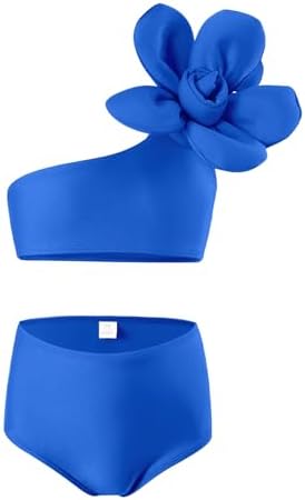 Floral Ruffle One-Shoulder Toddler Girl Swimsuit with Zipper Sunhat