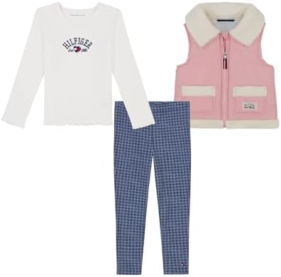 Tommy Hilfiger -Stylish 3-Piece Puff Vest Pants Set Girls