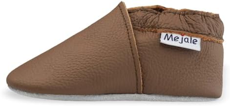 Mejale Anti-Slip Soft Leather Prewalker Moccasins Toddler Walking Shoes