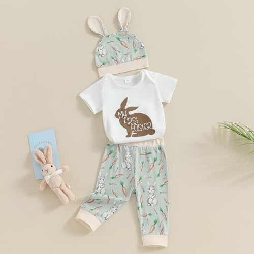 My First Easter Outfits for Baby Boys - Romper Pants Hat Set