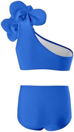Floral Ruffle One-Shoulder Toddler Girl Swimsuit with Zipper Sunhat