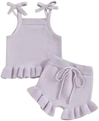 Berrys Trendy Baby Girl Summer Outfit Set with Tank Tops Ruffled Shorts