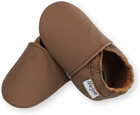Mejale Anti-Slip Soft Leather Prewalker Moccasins Toddler Walking Shoes