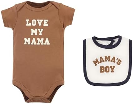 Hudson Baby Unisex Baby Cotton Sleep and Play bodysuit and bandana bib set
