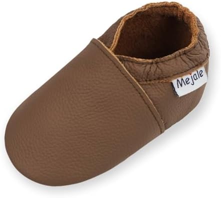 Mejale Anti-Slip Soft Leather Prewalker Moccasins Toddler Walking Shoes