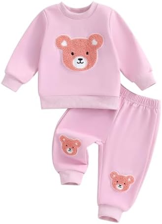 Fall Winter Toddler Bear Sweater Pants Set