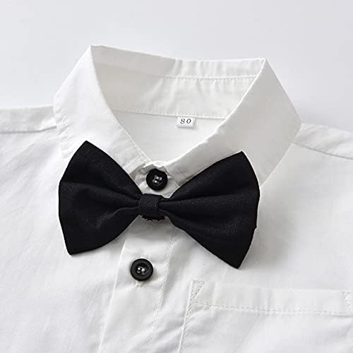 Baby Boys Christmas Bowtie Shirt Romper Suspenders Set