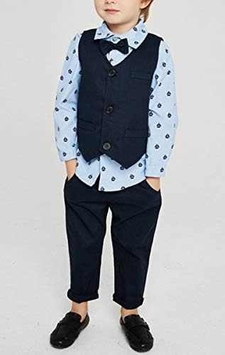Boys 4-Piece Set with vest shirt bowtie and pants