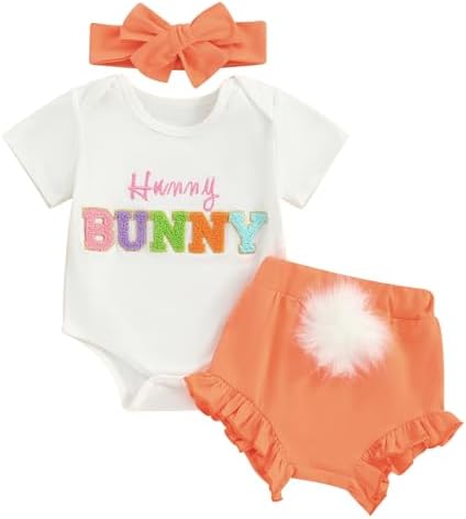 Fernvia Baby Girl Rabbit Print Romper Set