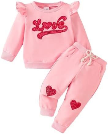 2Pcs infant winter outfit set Long sleeve crewneck joggers