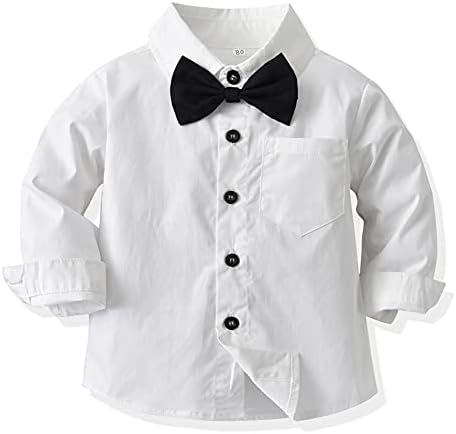 Baby Boys Christmas Bowtie Shirt Romper Suspenders Set