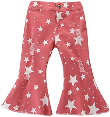 Stars Ruffle Ripped Flare Denim Jeans for Toddlers