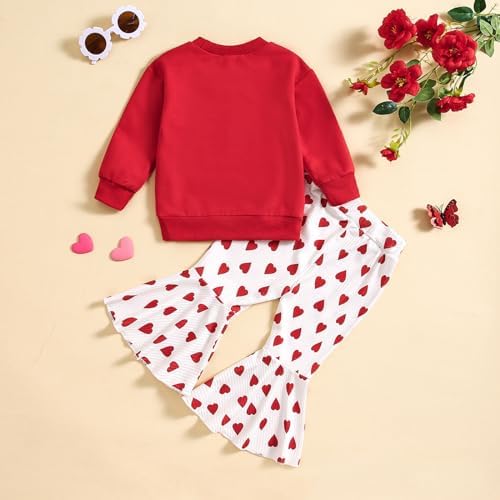 FZVYD 2025 SpringFall Heart Print Toddler Girls Outfit Set