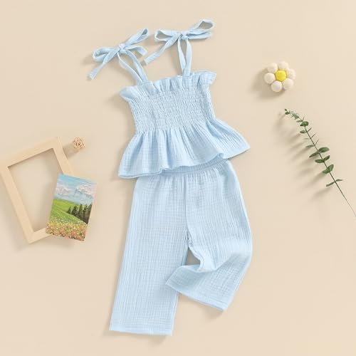 Perfect for Toddler Girls Summer 2-Piece CropTop Pants Set