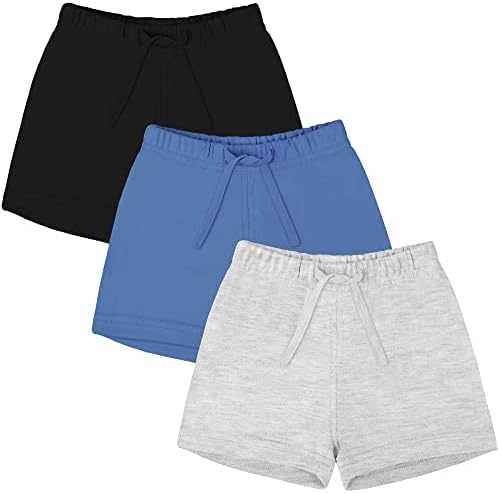Ruisita 3 Pack Unisex Baby Toddler Cotton Shorts with Drawstring