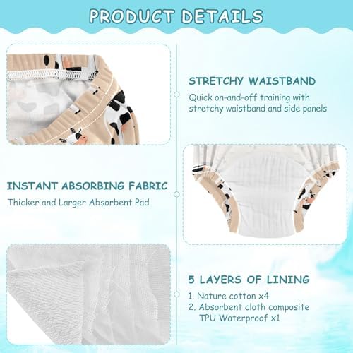 Mazeann Toddler Potty Training Pants Soft Cotton for 2-5 Year Olds