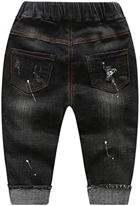 KIDSCOOL SPACE Baby Jeans Elastic Waist Little Ripped Denim