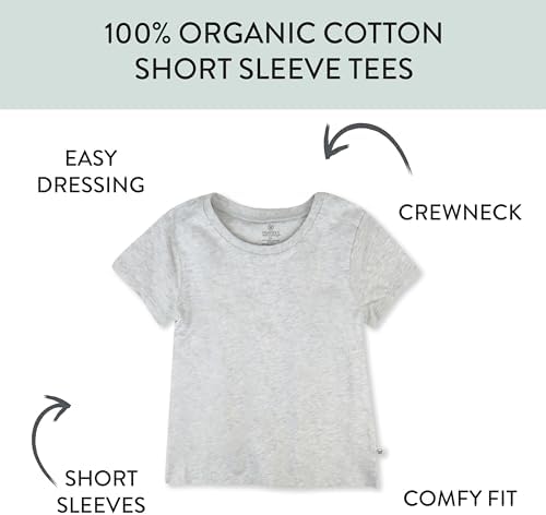 HonestBaby Unisex 5-Pack Soft Cuts Fine T-Shirts for Babies