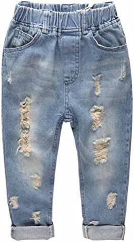 KIDSCOOL SPACE Ruffled Elastic Waist Vertical Pocket Jeans for Baby Girls