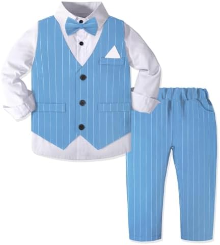 Yilaku Boys Suits Stylish Toddler Outfit with Vest Shirt Pants More