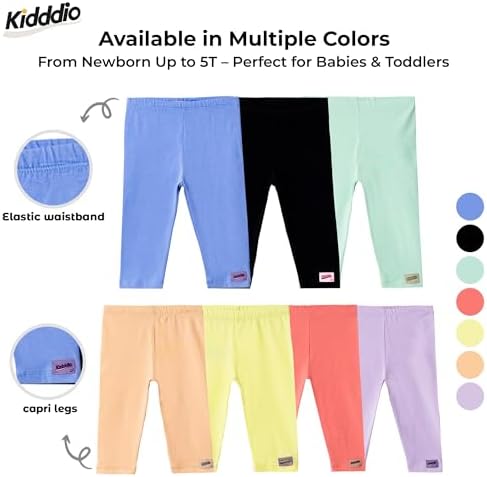 Premium Baby Toddler Capri Leggings - Soft Cotton Blend Grows with Your Little One