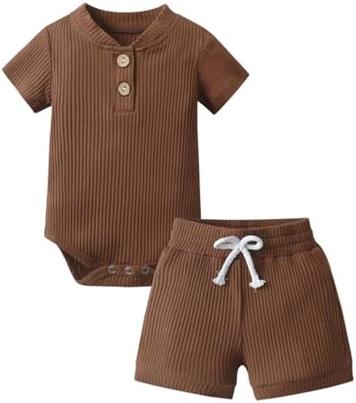 Derouetkia Best Selling Newborn Romper Shorts Set for Boys Girls