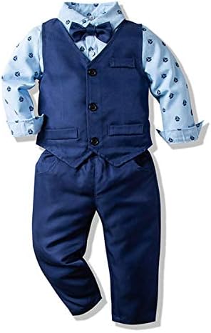Boys 4-Piece Set with vest shirt bowtie and pants