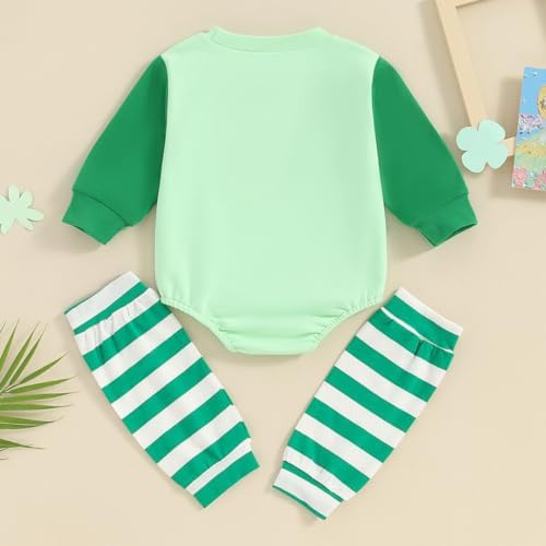 First Saint Patricks Day Irish-Theme Baby Boy Romper with Stripe Leg Warmer