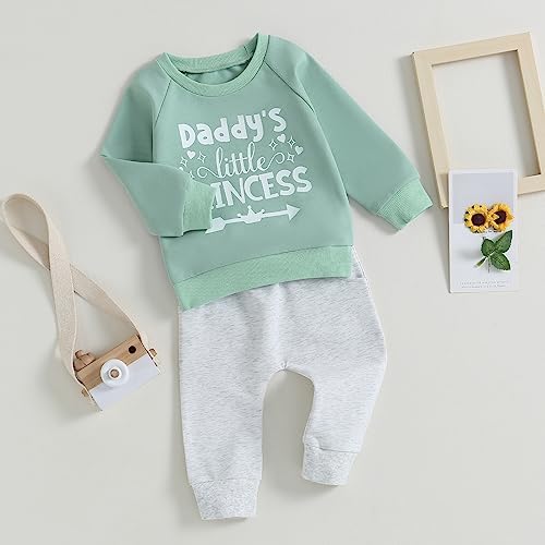 Perfect Toddler Baby Girl Clothes Daddys MaMa Cotton Sweater Pant Set