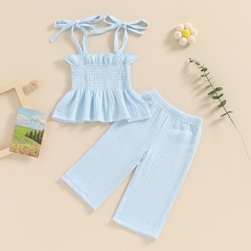 Perfect for Toddler Girls Summer 2-Piece CropTop Pants Set