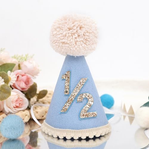 Half Birthday Cone Hat for Babies
