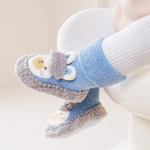 Baby Sock Shoes Non-Slip Warm Walking Slippers for Toddlers 2 Pairs