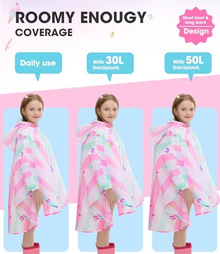 WAWSAM Lightweight Toddler Rain Poncho Reusable Waterproof jacket
