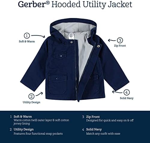 Gerber Baby Hooded Cotton Twill Utility Jacket Warm Comfortable