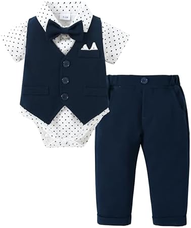 YALLETInfant Boys 4-Piece Suits for Weddings Baptisms More