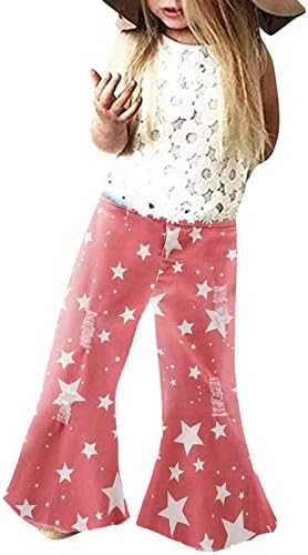 Stars Ruffle Ripped Flare Denim Jeans for Toddlers