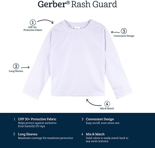 Gerber Baby Toddler UPF 50 Long Sleeve Rashguard Swim Shirt