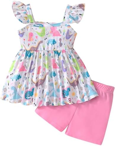 2-Pack Dinosaur-Ruffled Leopard Child Outfits