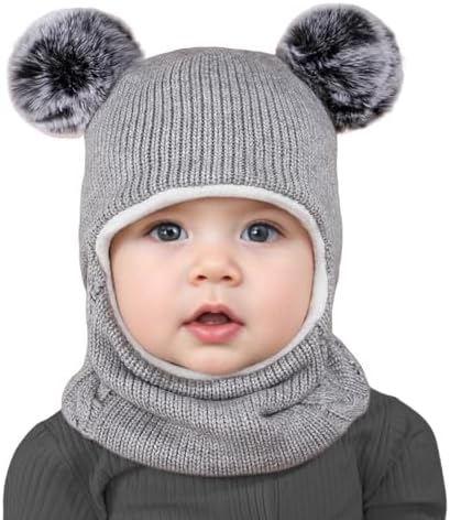 Toddlers Winter Bear Knitted Fleece Hat Set