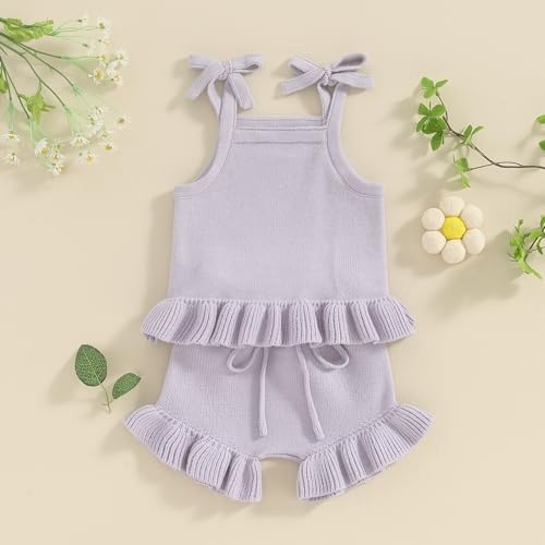 Berrys Trendy Baby Girl Summer Outfit Set with Tank Tops Ruffled Shorts