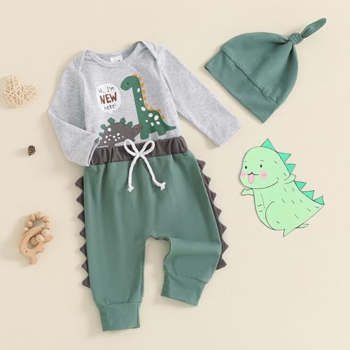 Newborn Boy Dinosaur Romper Set Trendy Cozy for Little Brooks