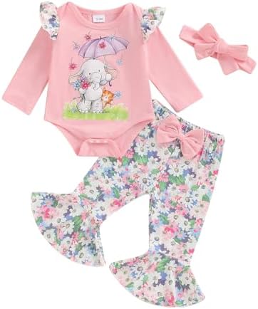 Elephant and Floral Romper Set for Babies