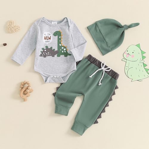 Newborn Boy Dinosaur Romper Set Trendy Cozy for Little Brooks