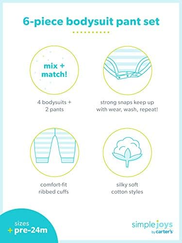 Simple Joys Boys 6-Piece Bodysuits and Pants Set - Soft Comfortable