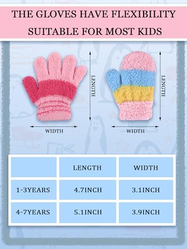 SATINIOR Toddler Winter Gloves 6 Pairs Stretchy Mittens