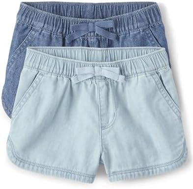 The Childrens Place Baby Girls Playful Chambray Shorts