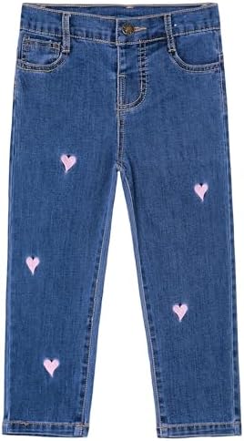 KIDSCOOL SPACE Baby Jeans Pink Heart Embroidanted