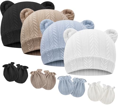 DRESHOW Bear Ears and Mittens Set for Babies